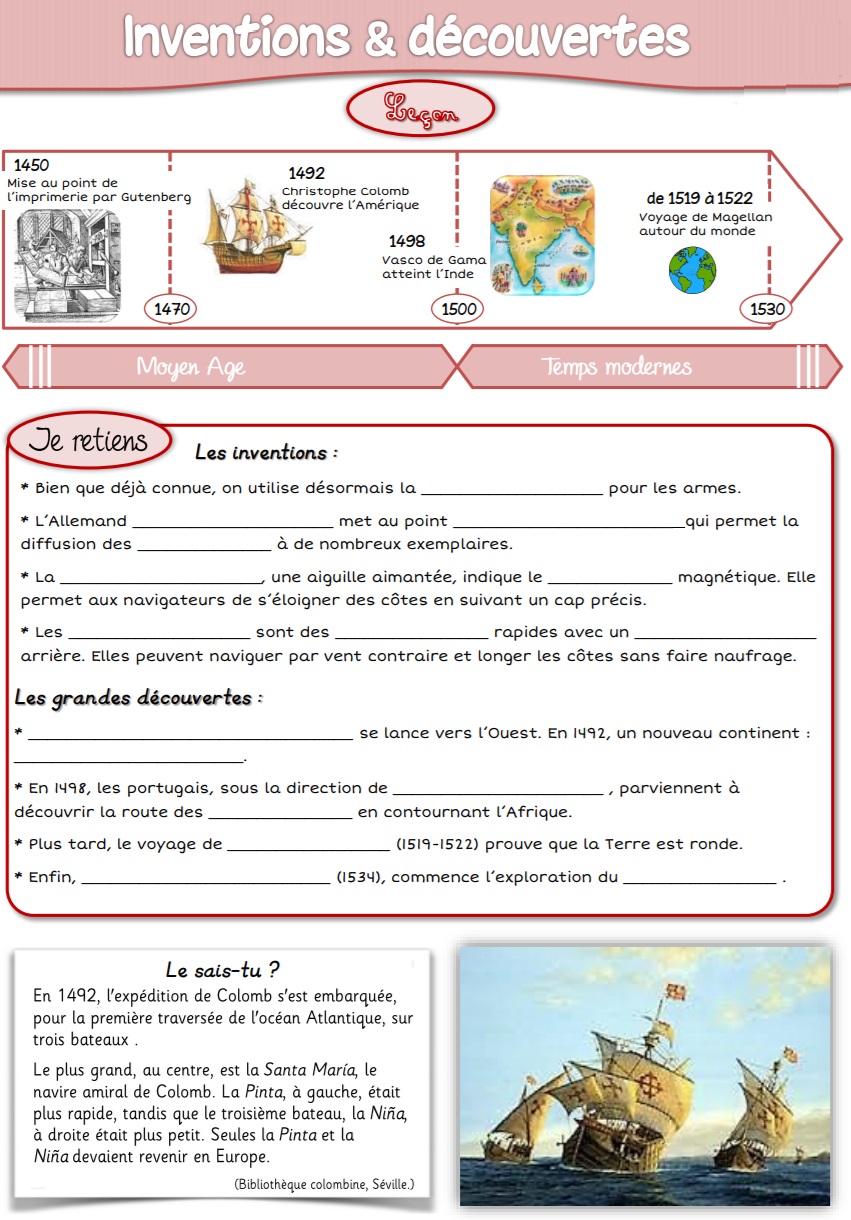 Clique ici pour les réponses de ces exercices  Grandes inventions